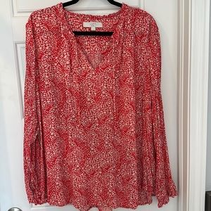 LOFT - Size 18 - Red Print Gauzy Blouse